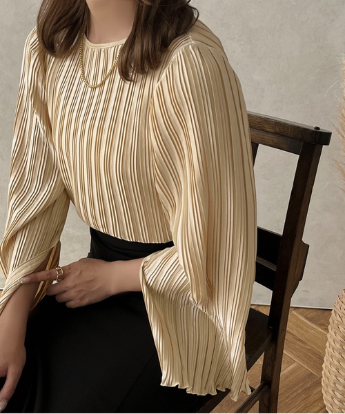 apres jour clair(アプレジュールクレア)の「【apres jour clair】スリットプリーツブラウス【ZOZOTOWN限定アイテム】(シャツ/ブラウス・レディース・アイボリー/ライトベージュ・フリー/X-LARGE)」の18枚目の写真