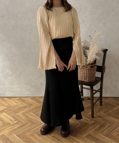 apres jour clair(アプレジュールクレア)の「【apres jour clair】スリットプリーツブラウス【ZOZOTOWN限定アイテム】(シャツ/ブラウス・レディース・アイボリー/ライトベージュ・フリー/X-LARGE)」の8枚目の写真