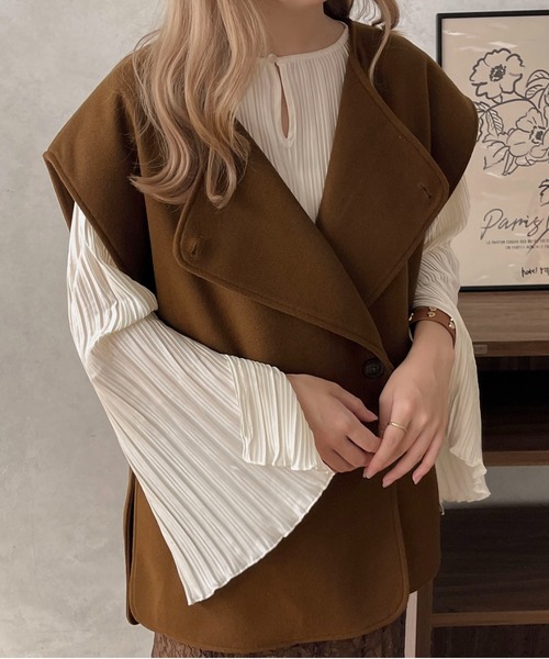 apres jour clair(アプレジュールクレア)の「【apres jour clair】スリットプリーツブラウス【ZOZOTOWN限定アイテム】(シャツ/ブラウス・レディース・アイボリー/ライトベージュ・フリー/X-LARGE)」の10枚目の写真