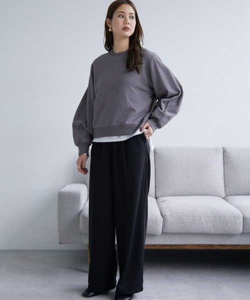 ECRIRE（エクリール）の「ショート丈裏毛スウェット（スウェット・レディース・グレー/キャメル/ピンク・M/L）」の4枚目の写真