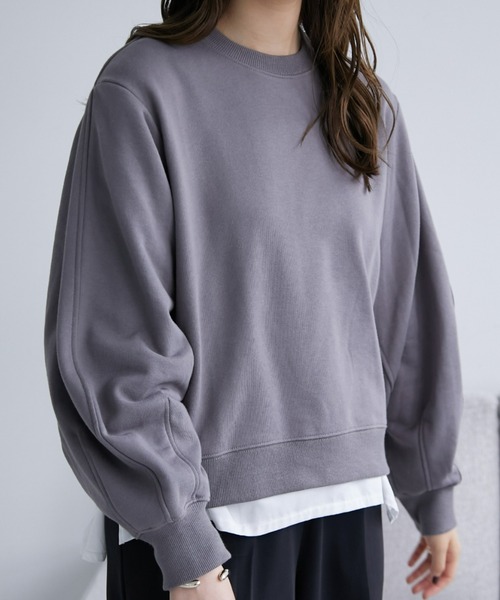 ECRIRE（エクリール）の「ショート丈裏毛スウェット（スウェット・レディース・グレー/キャメル/ピンク・M/L）」の7枚目の写真