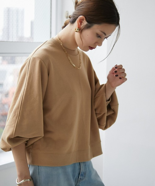 ECRIRE（エクリール）の「ショート丈裏毛スウェット（スウェット・レディース・グレー/キャメル/ピンク・M/L）」の14枚目の写真