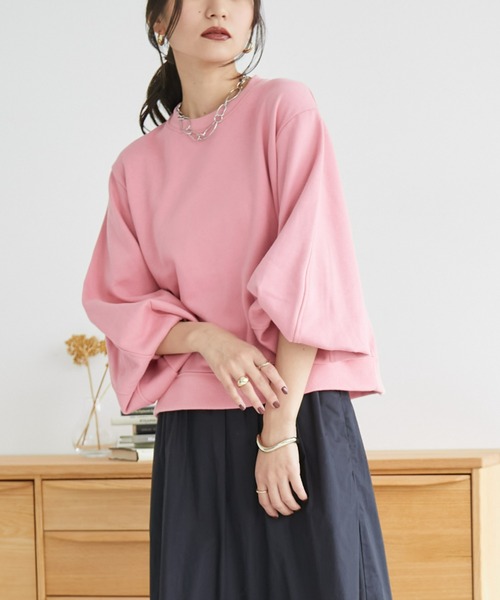 ECRIRE（エクリール）の「ショート丈裏毛スウェット（スウェット・レディース・グレー/キャメル/ピンク・M/L）」の17枚目の写真