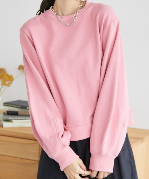 ECRIRE（エクリール）の「ショート丈裏毛スウェット（スウェット・レディース・グレー/キャメル/ピンク・M/L）」の20枚目の写真