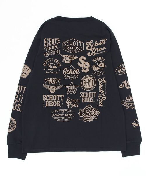 schott（ショット）の「Schott/ショット/VARIETY LS T-SHIRT/バラエティ　ロングスリーブ　Tシャツ（Tシャツ/カットソー・メンズ・ホワイト/ブラック・2XL/M/L/XL）」の3枚目の写真