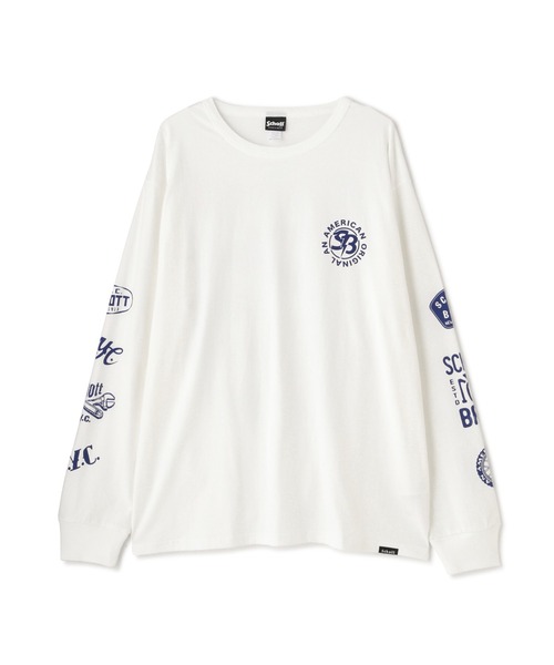 schott（ショット）の「Schott/ショット/VARIETY LS T-SHIRT/バラエティ　ロングスリーブ　Tシャツ（Tシャツ/カットソー・メンズ・ホワイト/ブラック・2XL/M/L/XL）」の6枚目の写真