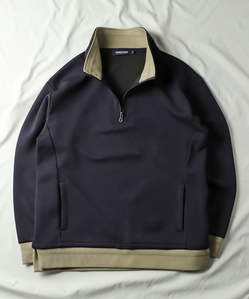 UNION STATION（ユニオンステーション）の「ハーフジッププルオーバースウェット（Tシャツ/カットソー・メンズ・オフホワイト/ネイビー・LL/L/M）」の4枚目の写真