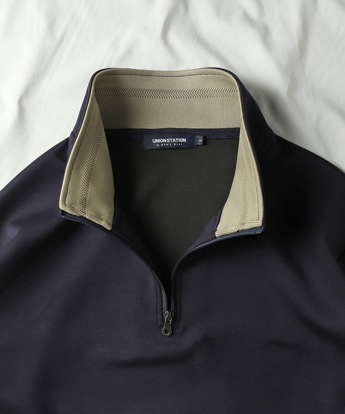 UNION STATION（ユニオンステーション）の「ハーフジッププルオーバースウェット（Tシャツ/カットソー・メンズ・オフホワイト/ネイビー・LL/L/M）」の6枚目の写真