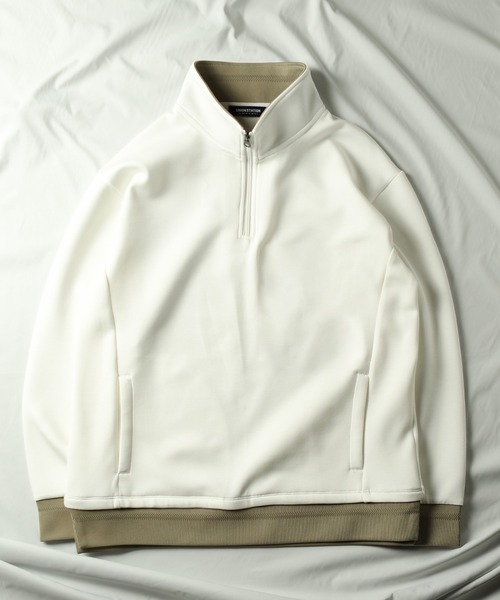 UNION STATION（ユニオンステーション）の「ハーフジッププルオーバースウェット（Tシャツ/カットソー・メンズ・オフホワイト/ネイビー・LL/L/M）」の11枚目の写真