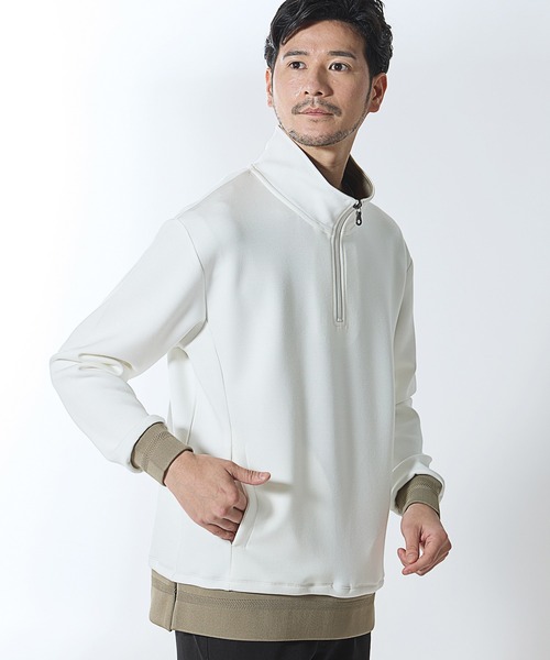 UNION STATION（ユニオンステーション）の「ハーフジッププルオーバースウェット（Tシャツ/カットソー・メンズ・オフホワイト/ネイビー・LL/L/M）」の16枚目の写真