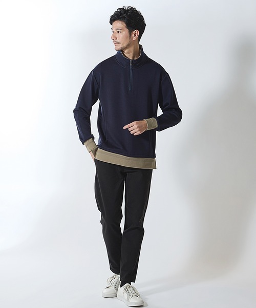 UNION STATION（ユニオンステーション）の「ハーフジッププルオーバースウェット（Tシャツ/カットソー・メンズ・オフホワイト/ネイビー・LL/L/M）」の19枚目の写真