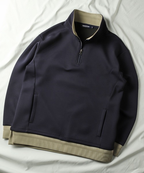 UNION STATION（ユニオンステーション）の「ハーフジッププルオーバースウェット（Tシャツ/カットソー・メンズ・オフホワイト/ネイビー・LL/L/M）」の13枚目の写真