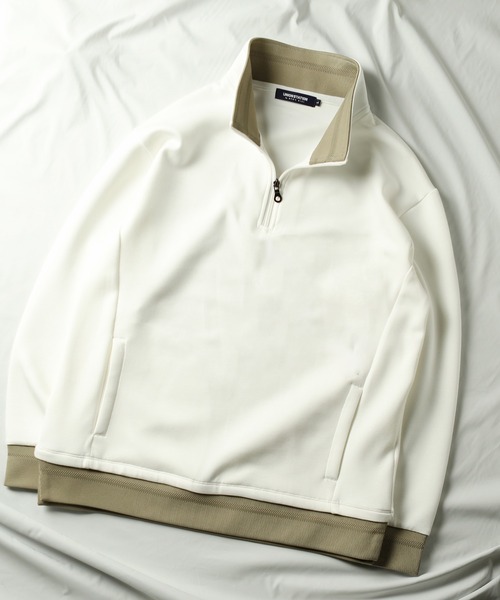 UNION STATION（ユニオンステーション）の「ハーフジッププルオーバースウェット（Tシャツ/カットソー・メンズ・オフホワイト/ネイビー・LL/L/M）」の14枚目の写真