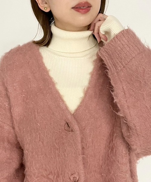 Heather(ヘザー)の「タートルピタニット 172681(ニット/セーター・レディース・オフホワイト/ブラック/ピンク・FREE)」の2枚目の写真