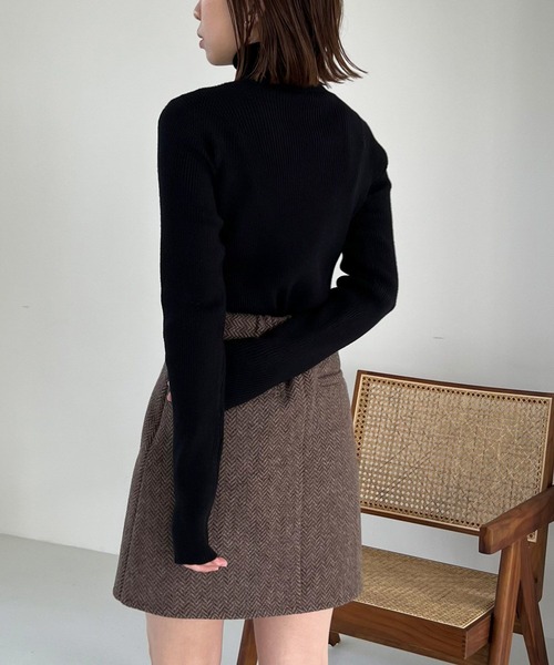 Heather(ヘザー)の「タートルピタニット 172681(ニット/セーター・レディース・オフホワイト/ブラック/ピンク・FREE)」の11枚目の写真