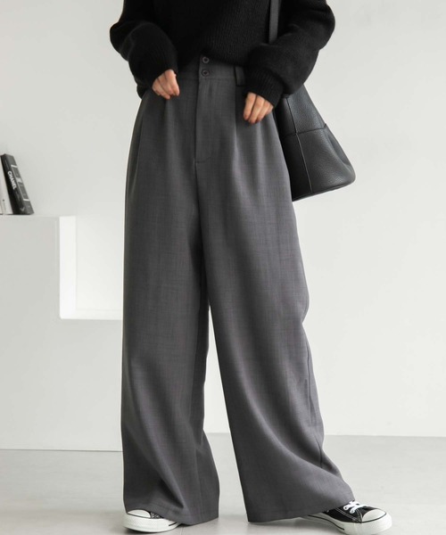 Edit Sheen（エディットシーン）の「ツータックワイドパンツ（その他パンツ・レディース・ブラック/モカ/ダークグレー・M）」の3枚目の写真