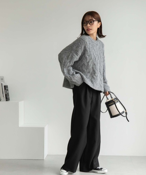 Edit Sheen（エディットシーン）の「ツータックワイドパンツ（その他パンツ・レディース・ブラック/モカ/ダークグレー・M）」の15枚目の写真