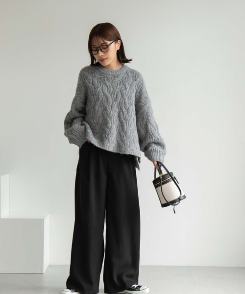 Edit Sheen（エディットシーン）の「ツータックワイドパンツ（その他パンツ・レディース・ブラック/モカ/ダークグレー・M）」の4枚目の写真