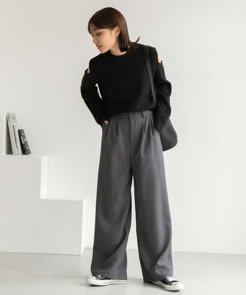 Edit Sheen（エディットシーン）の「ツータックワイドパンツ（その他パンツ・レディース・ブラック/モカ/ダークグレー・M）」の5枚目の写真