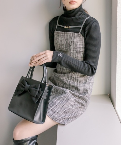 OLIVE des OLIVE（オリーブデオリーブ）の「ビットミニキャミワンピース（ワンピース・レディース・ブラック/ブラック系その他/グレー・FREE）」の3枚目の写真