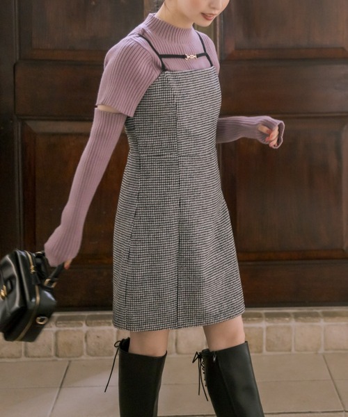 OLIVE des OLIVE（オリーブデオリーブ）の「ビットミニキャミワンピース（ワンピース・レディース・ブラック/ブラック系その他/グレー・FREE）」の12枚目の写真