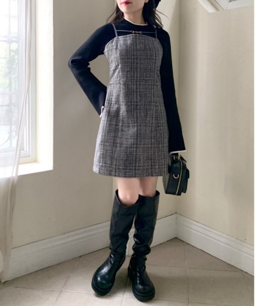 OLIVE des OLIVE（オリーブデオリーブ）の「ビットミニキャミワンピース（ワンピース・レディース・ブラック/ブラック系その他/グレー・FREE）」の16枚目の写真