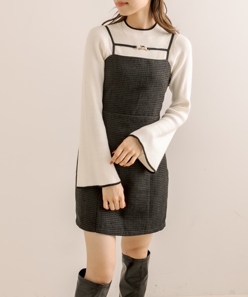 OLIVE des OLIVE（オリーブデオリーブ）の「ビットミニキャミワンピース（ワンピース・レディース・ブラック/ブラック系その他/グレー・FREE）」の11枚目の写真