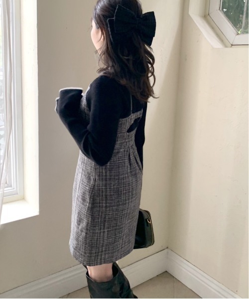 OLIVE des OLIVE（オリーブデオリーブ）の「ビットミニキャミワンピース（ワンピース・レディース・ブラック/ブラック系その他/グレー・FREE）」の6枚目の写真