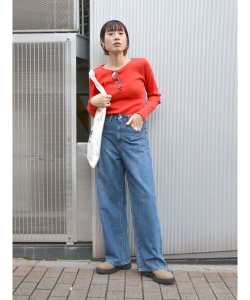 Ungrid（アングリッド）の「バックオープンフィットロングスリーブTee（Tシャツ/カットソー・レディース・オレンジ/アイボリー/ブラック・FREE）」の15枚目の写真