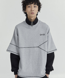 『OY/オーワイ』LAYERED COVER STITCH ZIPPER POLA LONG SLEEVE/レイヤードカバーステッチ ポラLS