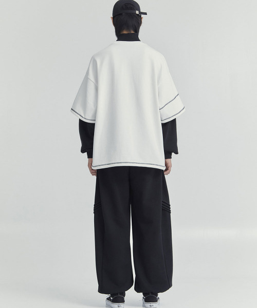 OY(オーワイ)の「『OY/オーワイ』LAYERED COVER STITCH ZIPPER POLA LONG SLEEVE/レイヤードカバーステッチ ポラLS(Tシャツ/カットソー・メンズ・ブラック/ホワイト/グレー・FREE)」の6枚目の写真