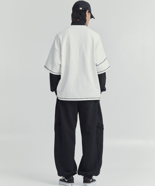 OY(オーワイ)の「『OY/オーワイ』LAYERED COVER STITCH ZIPPER POLA LONG SLEEVE/レイヤードカバーステッチ ポラLS(Tシャツ/カットソー・メンズ・ブラック/ホワイト/グレー・FREE)」の8枚目の写真