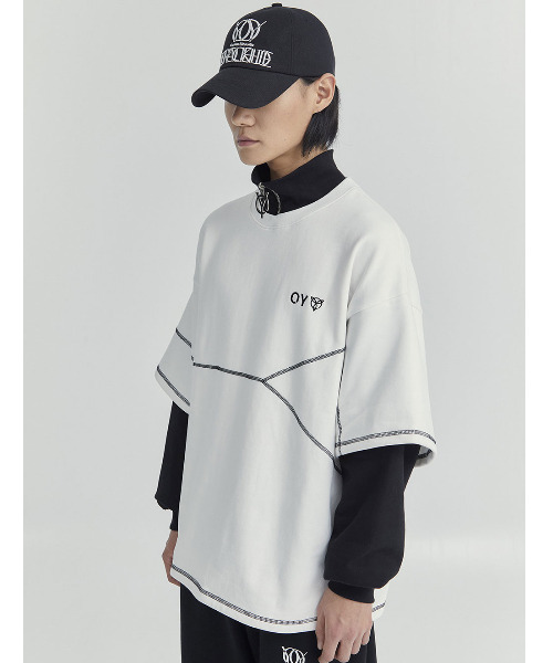 OY(オーワイ)の「『OY/オーワイ』LAYERED COVER STITCH ZIPPER POLA LONG SLEEVE/レイヤードカバーステッチ ポラLS(Tシャツ/カットソー・メンズ・ブラック/ホワイト/グレー・FREE)」の9枚目の写真