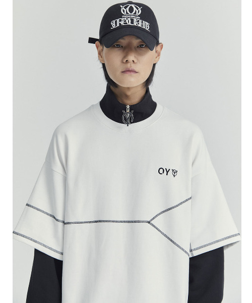 OY(オーワイ)の「『OY/オーワイ』LAYERED COVER STITCH ZIPPER POLA LONG SLEEVE/レイヤードカバーステッチ ポラLS(Tシャツ/カットソー・メンズ・ブラック/ホワイト/グレー・FREE)」の11枚目の写真