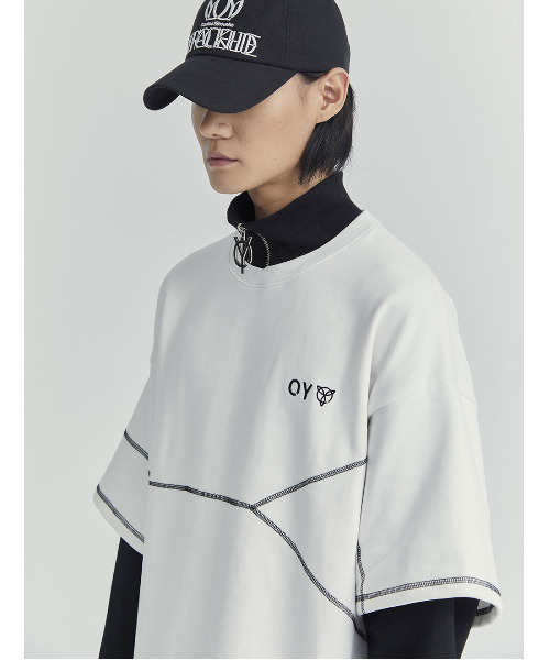 OY(オーワイ)の「『OY/オーワイ』LAYERED COVER STITCH ZIPPER POLA LONG SLEEVE/レイヤードカバーステッチ ポラLS(Tシャツ/カットソー・メンズ・ブラック/ホワイト/グレー・FREE)」の12枚目の写真