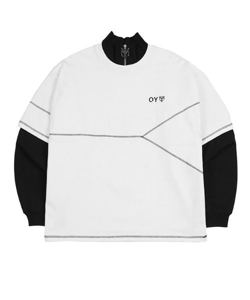 OY(オーワイ)の「『OY/オーワイ』LAYERED COVER STITCH ZIPPER POLA LONG SLEEVE/レイヤードカバーステッチ ポラLS(Tシャツ/カットソー・メンズ・ブラック/ホワイト/グレー・FREE)」の14枚目の写真