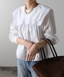 ap retro | Wカラーセーラーブラウス　ビックカラーブラウス(シャツ/ブラウス)