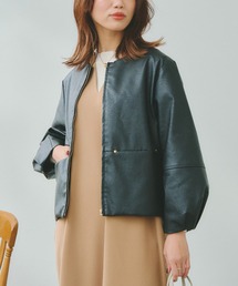 Chez toi | 袖ボリュームフェイクレザーブルゾン(ブルゾン)
