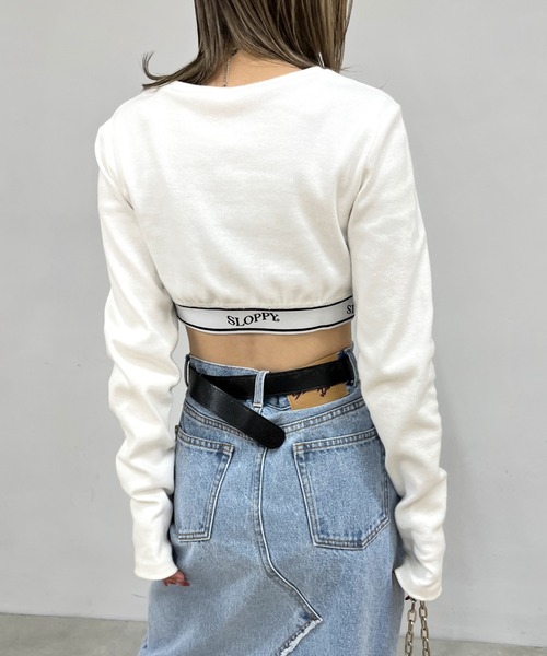 WHO'S WHO gallery（フーズフーギャラリー）の「【SLOPPY/スロッピー】ラインゴムトップス（Tシャツ/カットソー・レディース・ライトグレー/ブラック/ホワイト/ブラック系その他・FREE）」の6枚目の写真