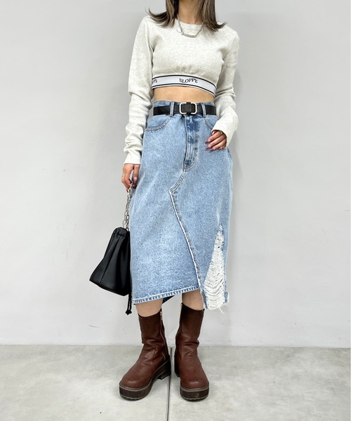 WHO'S WHO gallery（フーズフーギャラリー）の「【SLOPPY/スロッピー】ラインゴムトップス（Tシャツ/カットソー・レディース・ライトグレー/ブラック/ホワイト/ブラック系その他・FREE）」の9枚目の写真