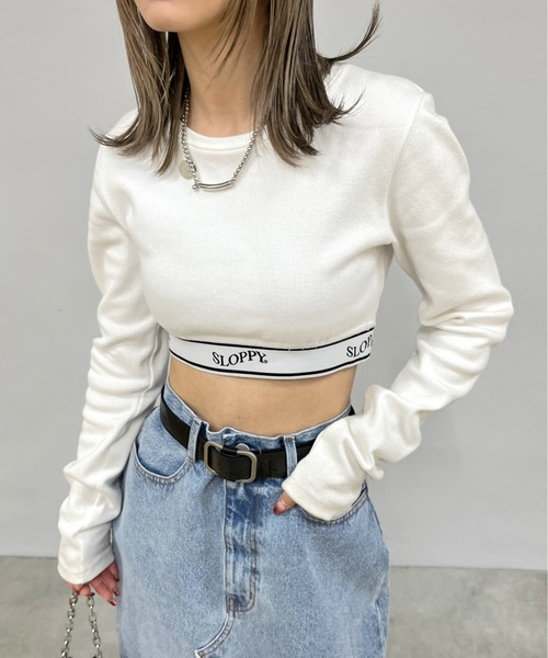 WHO'S WHO gallery（フーズフーギャラリー）の「【SLOPPY/スロッピー】ラインゴムトップス（Tシャツ/カットソー・レディース・ライトグレー/ブラック/ホワイト/ブラック系その他・FREE）」の10枚目の写真