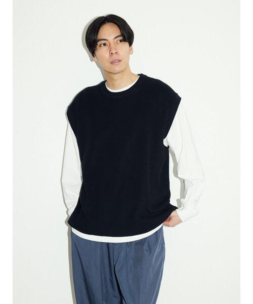 CRAFT STANDARD BOUTIQUE（クラフトスタンダードブティック）の「[SET商品]60/2 14G片畦ニットベスト+ロンTEE  SET（ニット/セーター・メンズ・ブルーグレー/グレイッシュベージュ/ブラック・LL/M/L）」の22枚目の写真