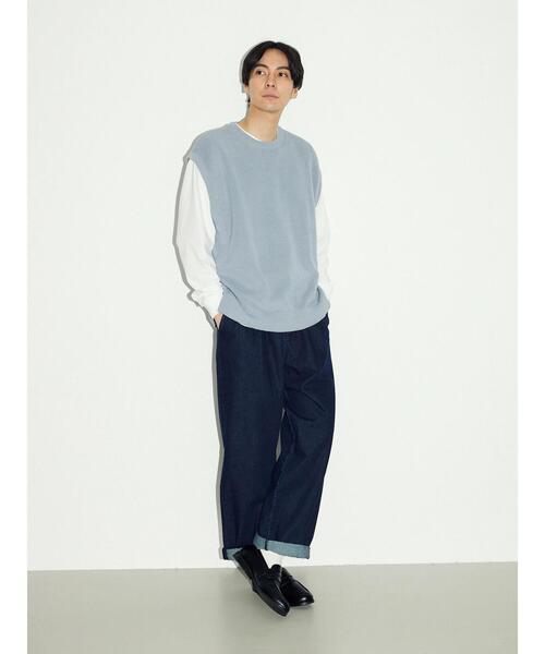 CRAFT STANDARD BOUTIQUE（クラフトスタンダードブティック）の「[SET商品]60/2 14G片畦ニットベスト+ロンTEE  SET（ニット/セーター・メンズ・ブルーグレー/グレイッシュベージュ/ブラック・LL/M/L）」の4枚目の写真
