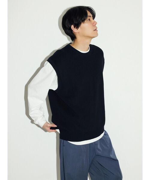 CRAFT STANDARD BOUTIQUE（クラフトスタンダードブティック）の「[SET商品]60/2 14G片畦ニットベスト+ロンTEE  SET（ニット/セーター・メンズ・ブルーグレー/グレイッシュベージュ/ブラック・LL/M/L）」の5枚目の写真