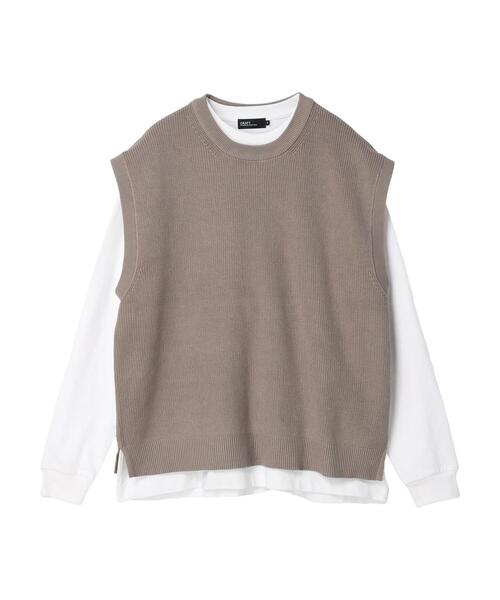 CRAFT STANDARD BOUTIQUE（クラフトスタンダードブティック）の「[SET商品]60/2 14G片畦ニットベスト+ロンTEE  SET（ニット/セーター・メンズ・ブルーグレー/グレイッシュベージュ/ブラック・LL/M/L）」の8枚目の写真
