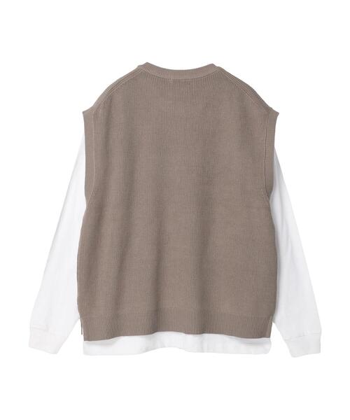 CRAFT STANDARD BOUTIQUE（クラフトスタンダードブティック）の「[SET商品]60/2 14G片畦ニットベスト+ロンTEE  SET（ニット/セーター・メンズ・ブルーグレー/グレイッシュベージュ/ブラック・LL/M/L）」の9枚目の写真
