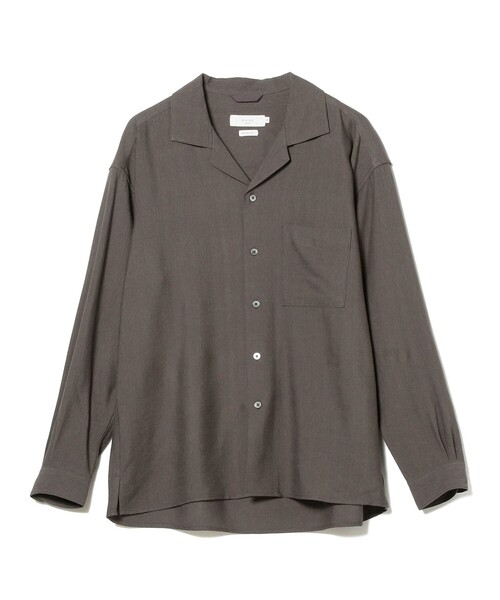 B:MING by BEAMS（ビーミングバイビームス）の「B:MING by BEAMS / リネンライク オープンカラー シャツ（シャツ/ブラウス・メンズ・ダークグリーン/ホワイト系その他6/チャコールグレー・X-LARGE/SMALL/LARGE/MEDIUM）」の12枚目の写真