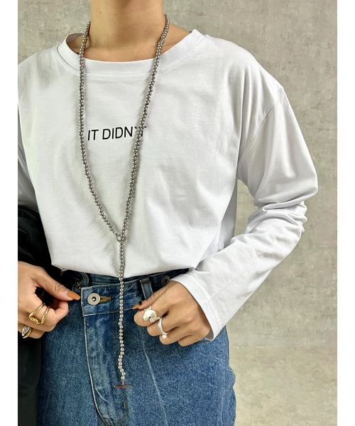 owndaily（オンデイリー）の「シンプルロゴロングTシャツ（Tシャツ/カットソー・レディース・ホワイト/ブラック・FREE）」の2枚目の写真