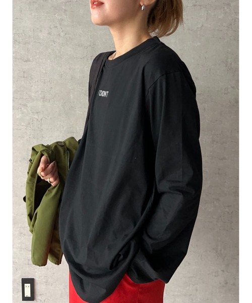 owndaily（オンデイリー）の「シンプルロゴロングTシャツ（Tシャツ/カットソー・レディース・ホワイト/ブラック・FREE）」の16枚目の写真