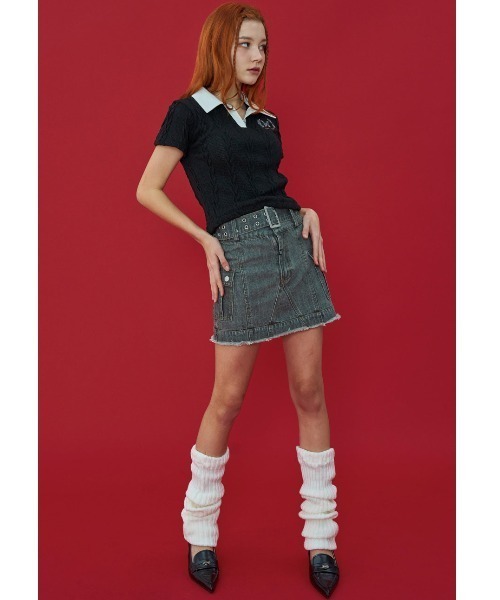 関税込★NASTY FANCY CLUB★BAY LEAF CROP COLLAR TEE★Tシャツ 関税込☆NASTY FANCY CLUB☆BAY LEAF CROP COLLAR TEE☆Tシャツ